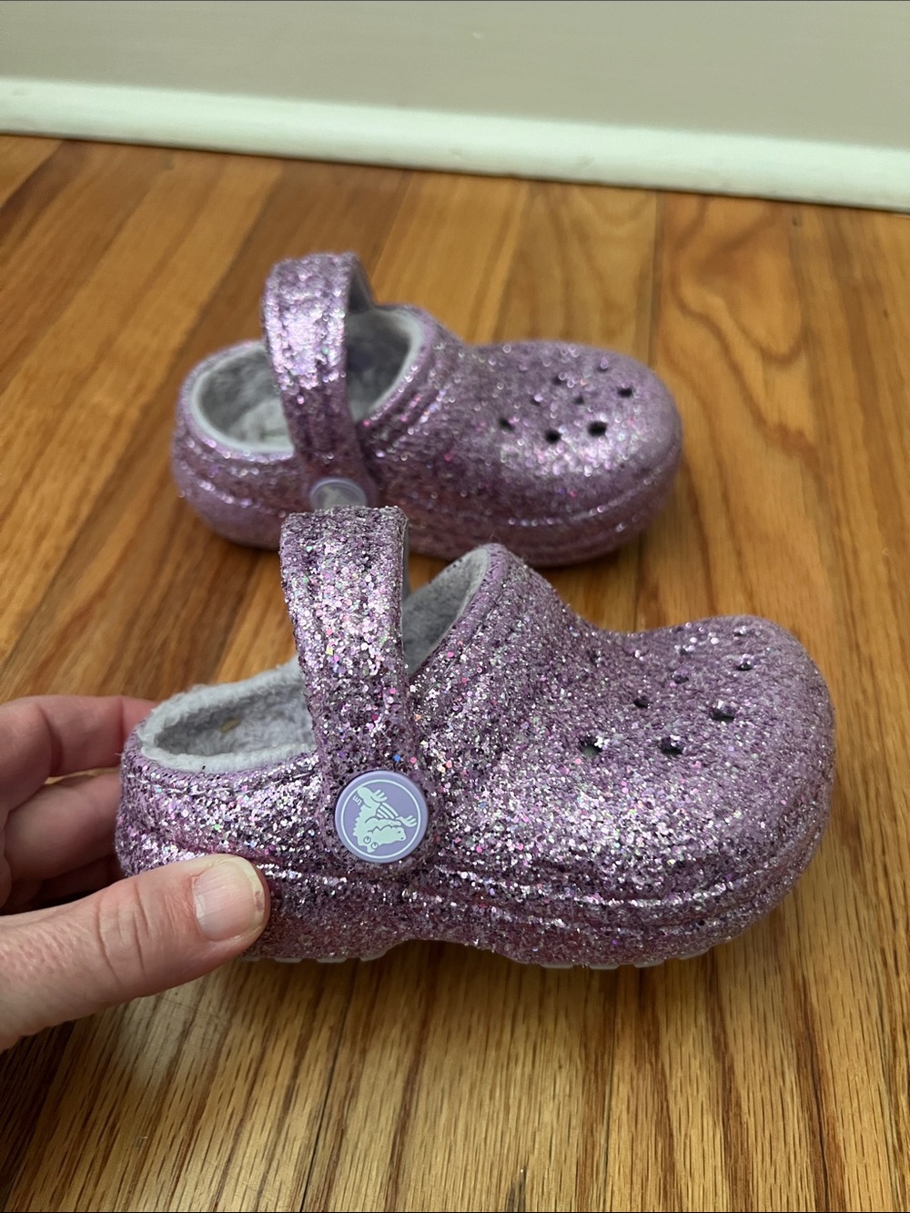Crocs Purple Glitter Lined Toddler‎ Girls Size C5